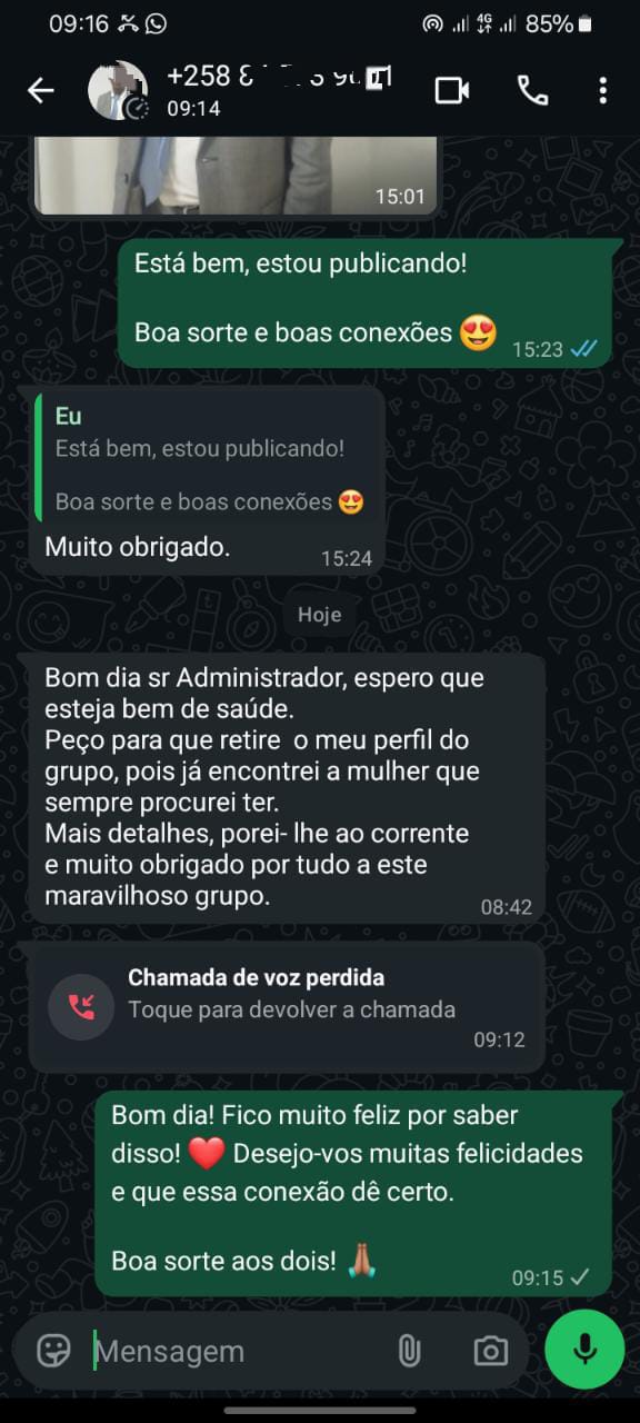 Depoimento de participante que encontrou a pessoa certa no canal